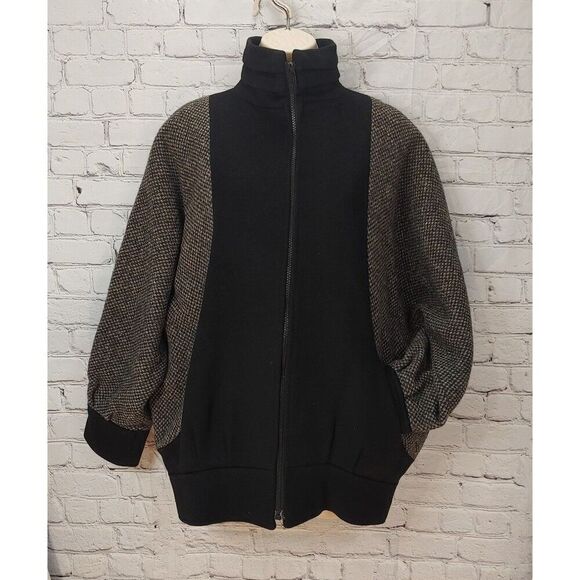 George David Fashions VINTAGE Women's Size Medium Black/Brown Tweed Zip Jacket - Picture 1 of 12